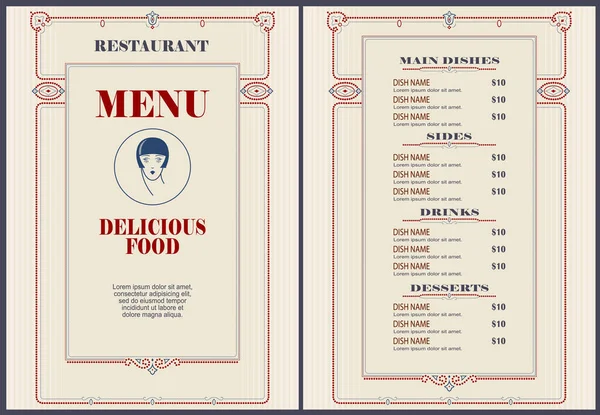 Ilustración Stock Vectorial Plantilla Menú Restaurante Otro Diseño — Vector de stock