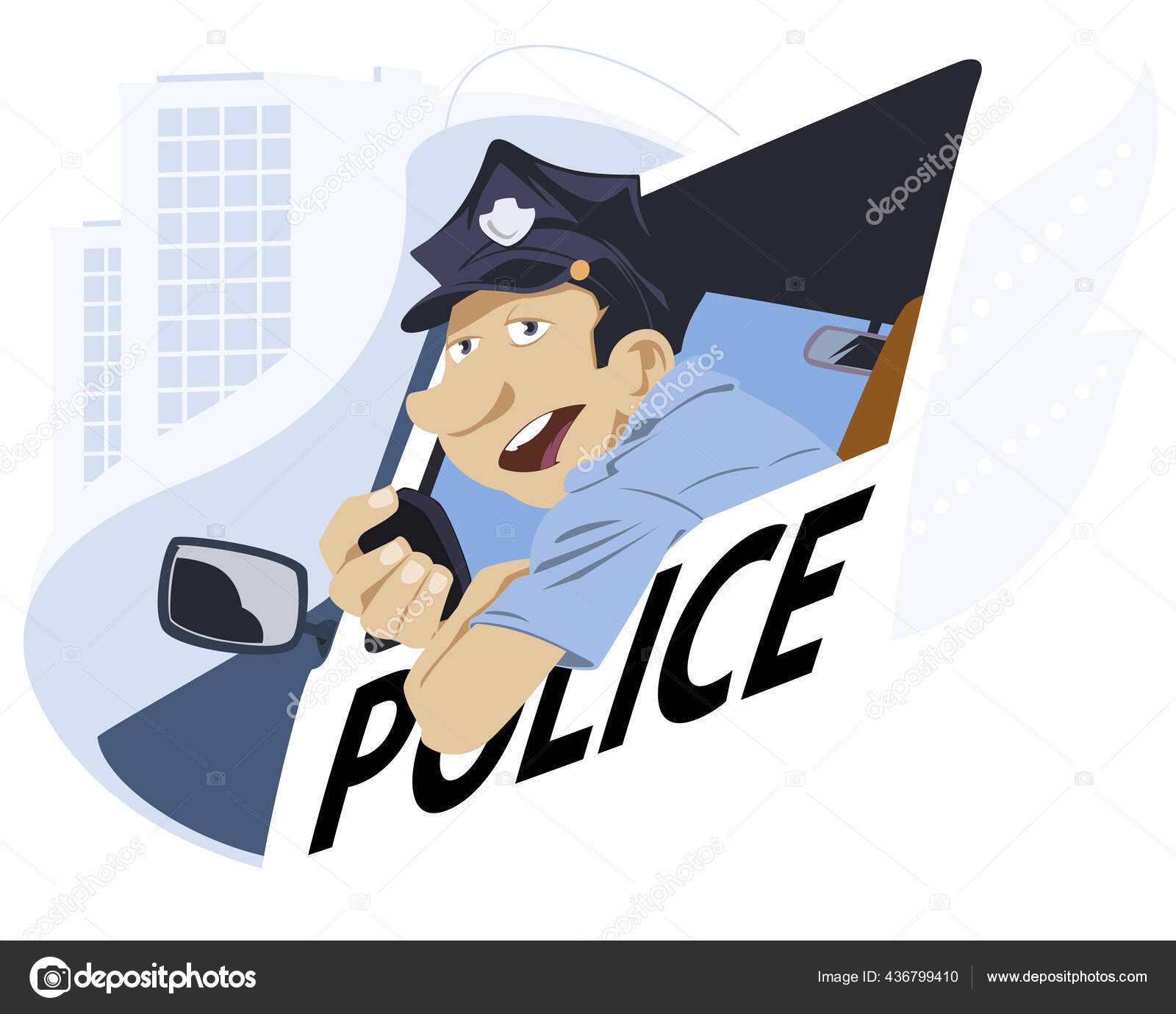 Petugas Polisi Berbicara Radio Orang Lucu Ilustrasi Stok Stok Vektor Bomg11 436799410