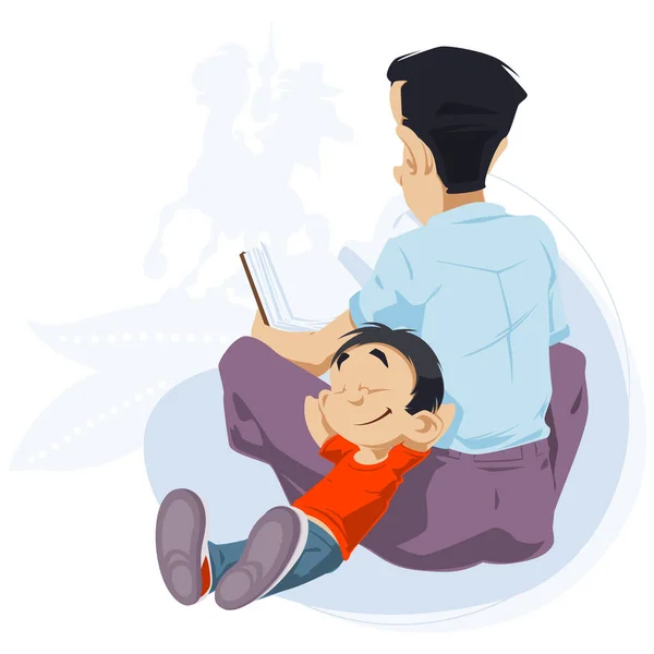 Homme Lit Livre Enfant Illustration Pour Site Internet Mobile Des — Image vectorielle