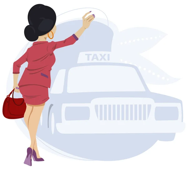 Mädchen Taxi Fahren Illustrationskonzept Für Die Entwicklung Von Webseiten Und — Stockvektor