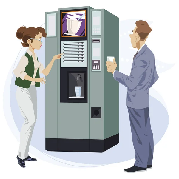 Lidé Automatu Kávu Ilustrační Koncept Pro Mobilní Webové Stránky Vývoj — Stockový vektor