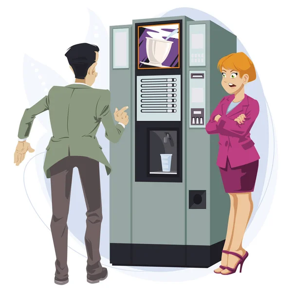 Люди Возле Кофейного Автомата Концепция Иллюстрации Мобильного Сайта Развития Интернета — стоковый вектор