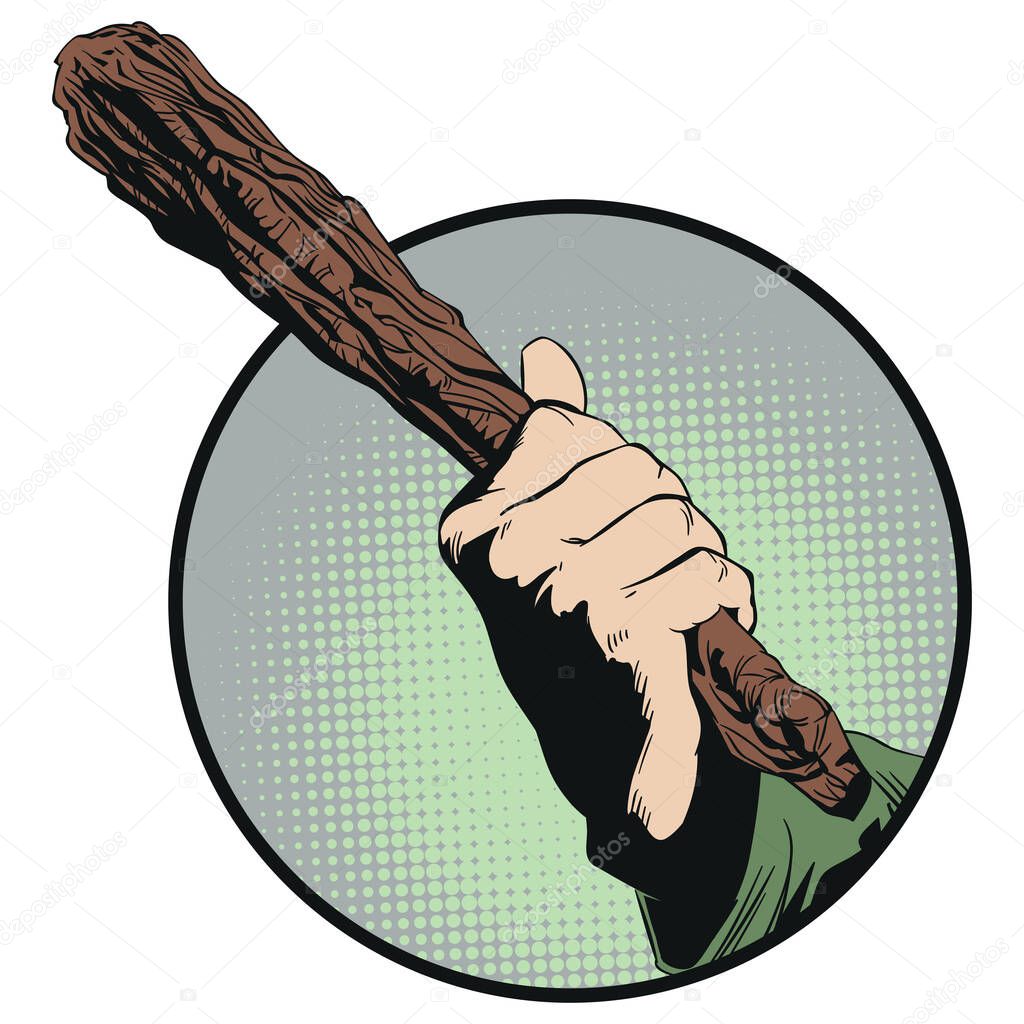 Vector. Stock illustration. Hand with club. 