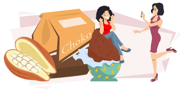 Sladkosti Sladkosti Koncept Čokoládové Přistání Ilustrační Koncept Pro Mobilní Webové — Stockový vektor