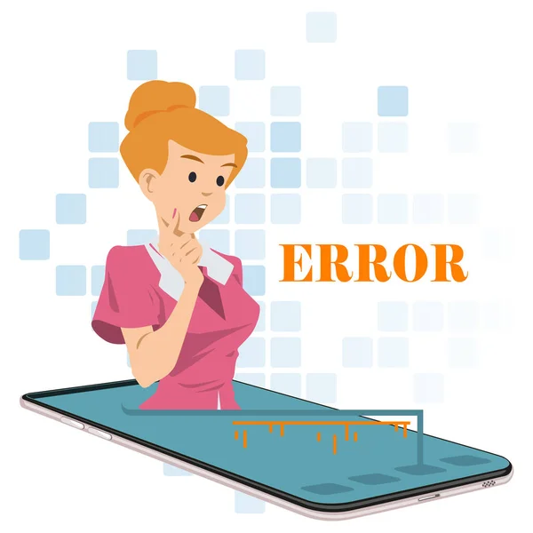 Oops Problem Man Business Concept Page Error Failure Smartphone Illustration — Vector de stock