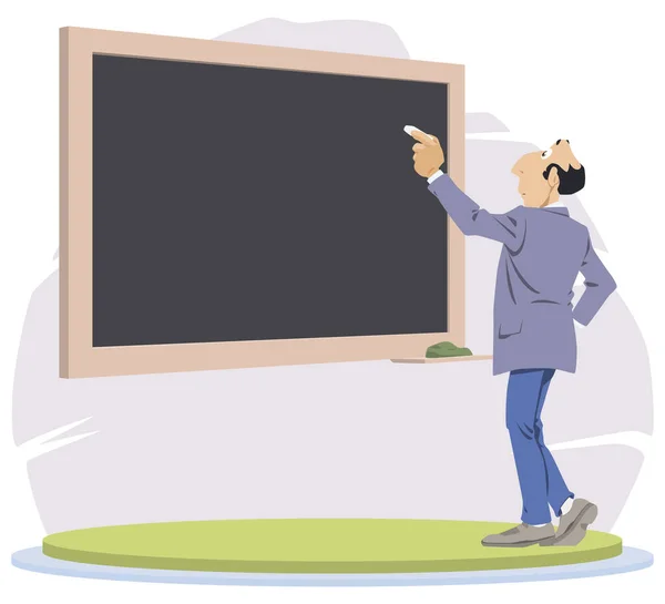 Teacher Classroom Man Writes Chalk Blackboard Illustration Concept Mobile Website — Stock Vector