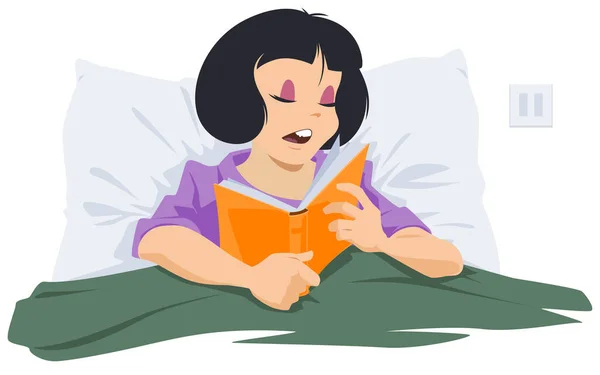 Chica Quedó Dormida Leyendo Libro Imagen Conceptual Educación Del Personal — Archivo Imágenes Vectoriales