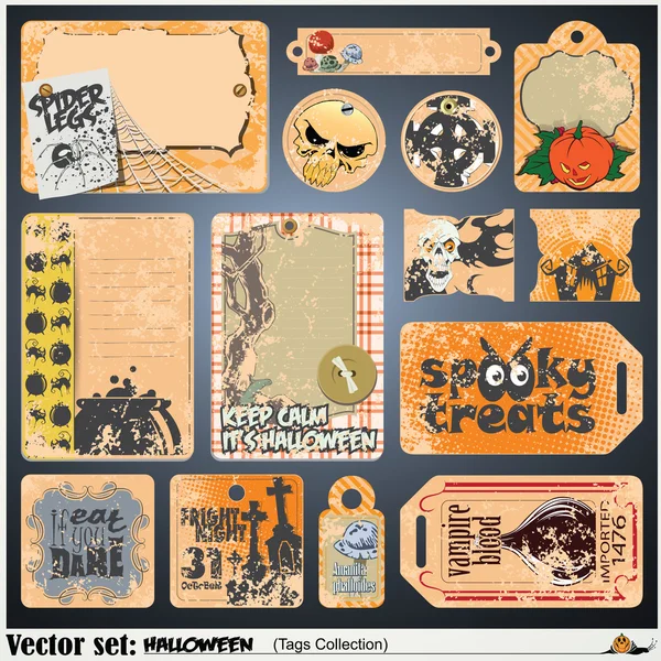 Vector tags, label and sticker on a theme of Halloween — Stock Vector