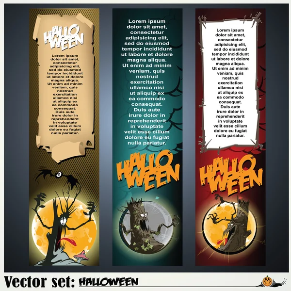 Vector banners to prepare for the holiday Halloween — Stock Vector