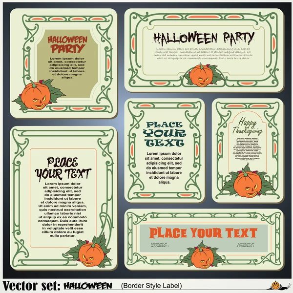 Border style labels on different topics for decoration and design on a theme of halloween — Stock Vector