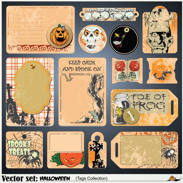 Vector tags, label and sticker on a theme of Halloween — Stock Vector