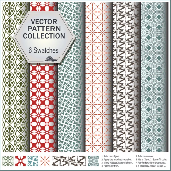 6 ブラシを含むベクトル パターン コレクション — ストックベクタ