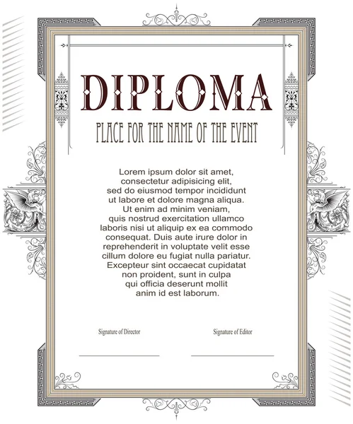 Plantilla para el diseño de diplomas, anuncios, sobres, en — Archivo Imágenes Vectoriales
