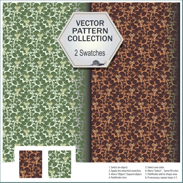 Colección de patrones vectoriales que incluye 2 muestras de la hoja — Archivo Imágenes Vectoriales