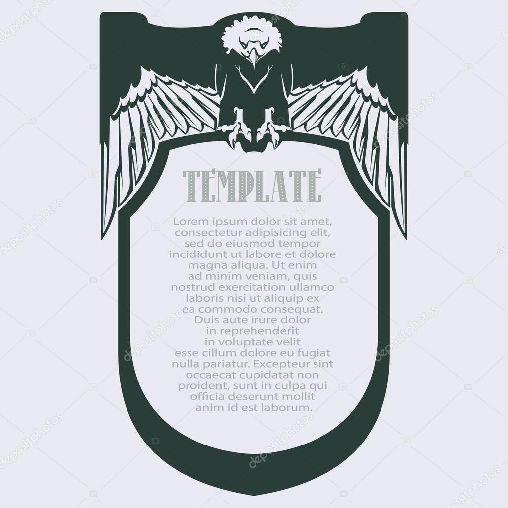 Vector frame with eagle for business, envelope, invitations and 