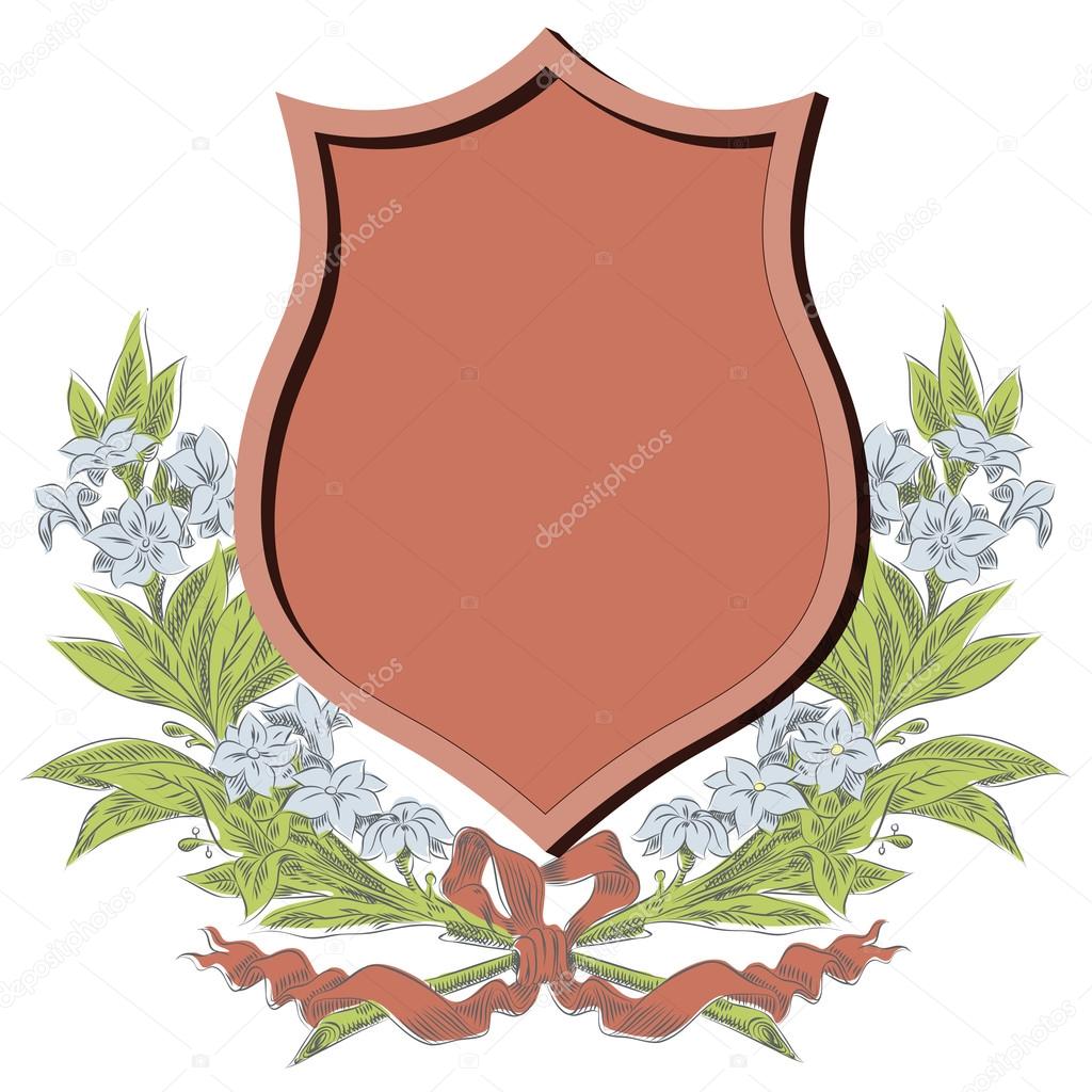 Vector sketch - Coats of arms, shields and flowers wreaths