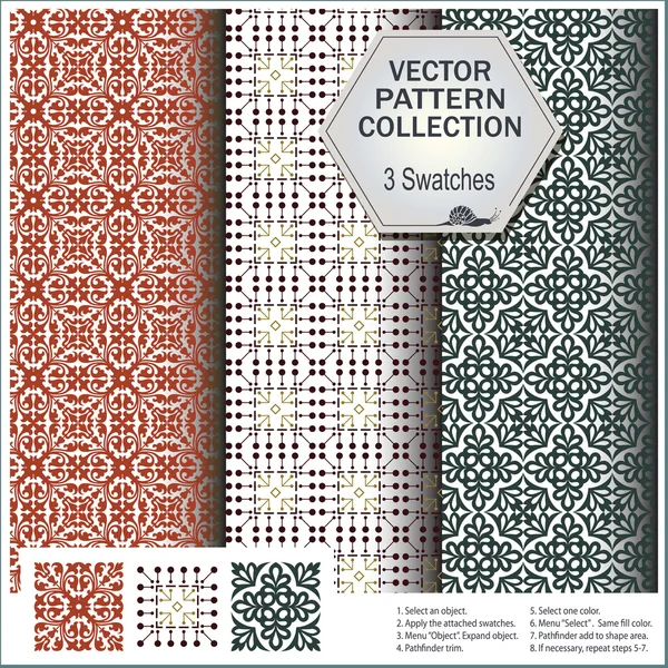 Colección de patrones vectoriales que incluye 3 muestras — Vector de stock