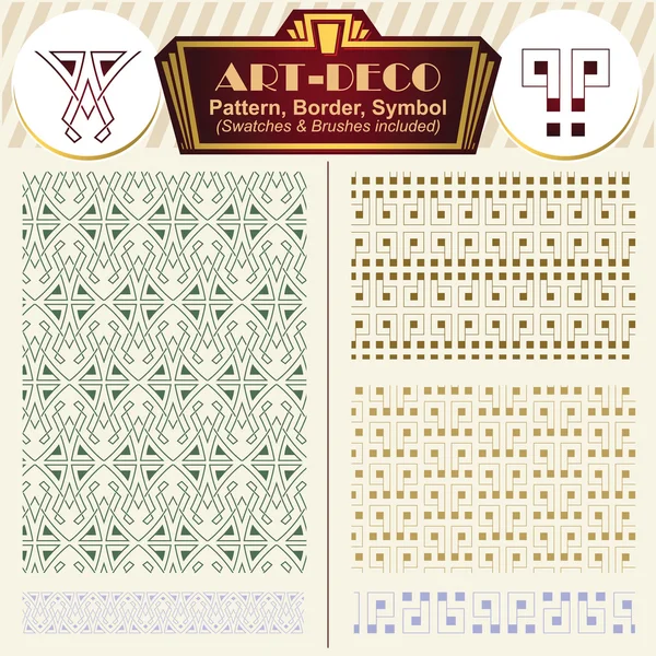 ベクトル要素のアールデコ スタイル。パターン、ブラシ、シンボル — ストックベクタ