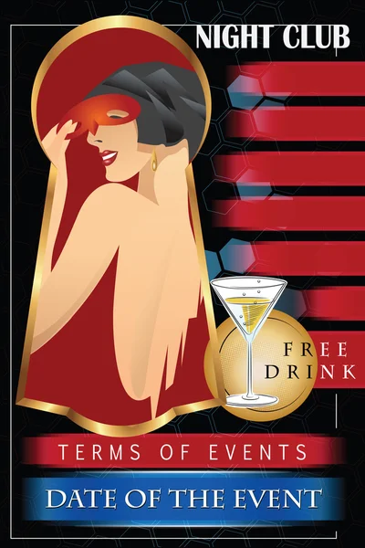 Vector template flyer advertising a nightclub, shows, parties — Stock Vector