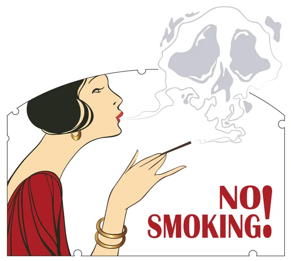 Vektoros illusztráció. Dohányzási tilalmat. Nő a cigare — Stock Vector