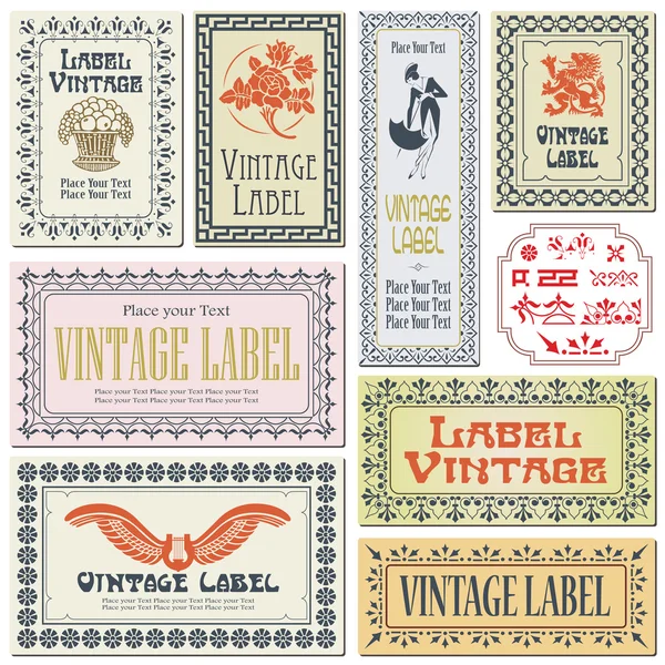 Border style labels on different versions on the basis of brushe — Stock Vector