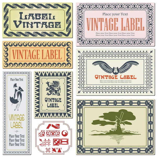 Étiquettes de style bordure sur différentes versions sur la base de brosse — Image vectorielle
