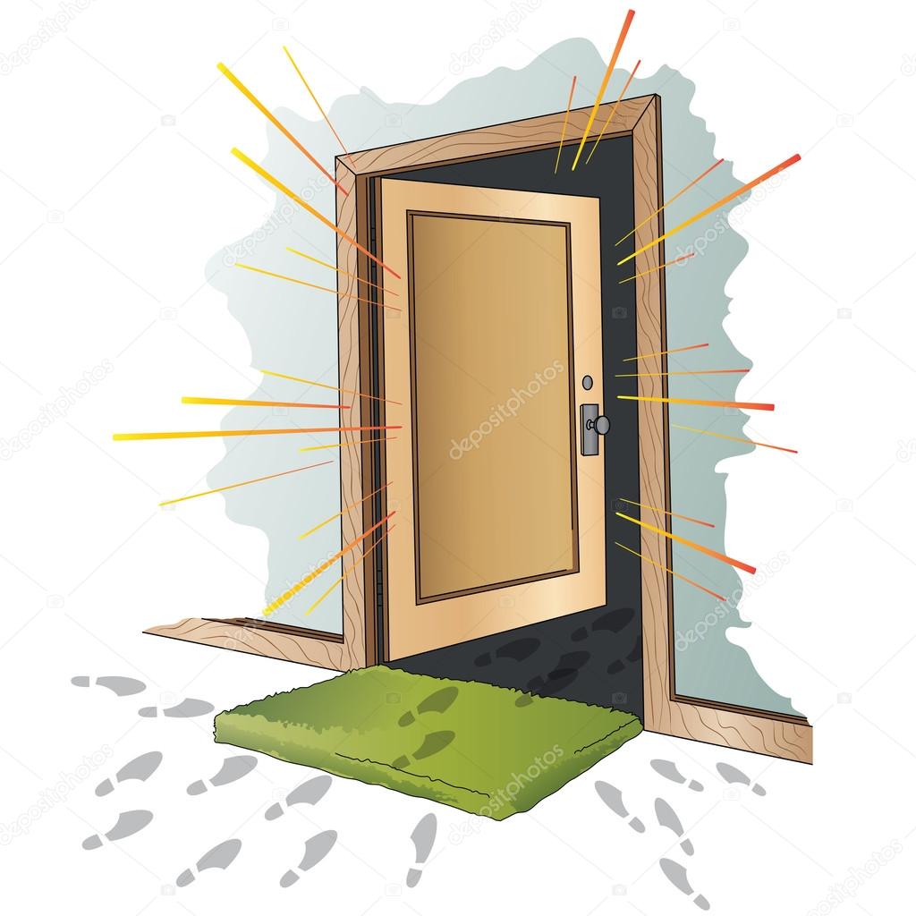  Vector illustration. Open the door