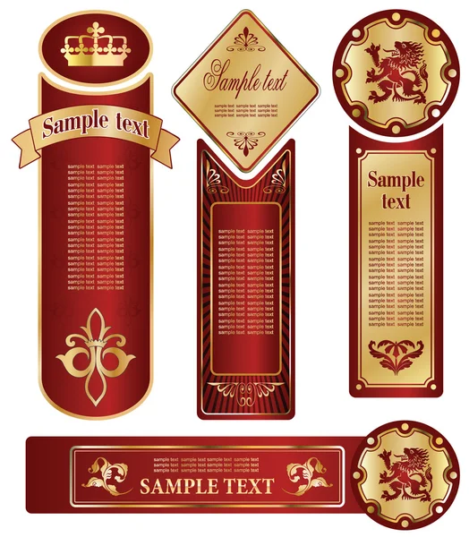 Gold-framed labels on different topics for decoration and design — Stock Vector