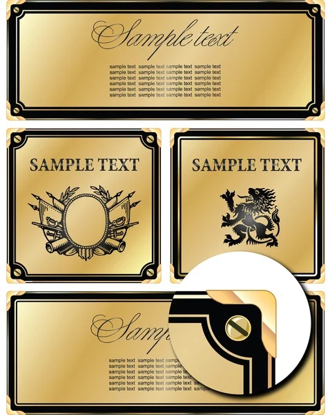 Étiquettes dorées sur différents sujets pour la décoration et le design — Image vectorielle
