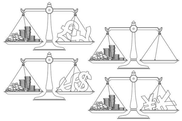 Ilustración de stock vectorial. Gráfico lineal. La moneda en el bal — Vector de stock