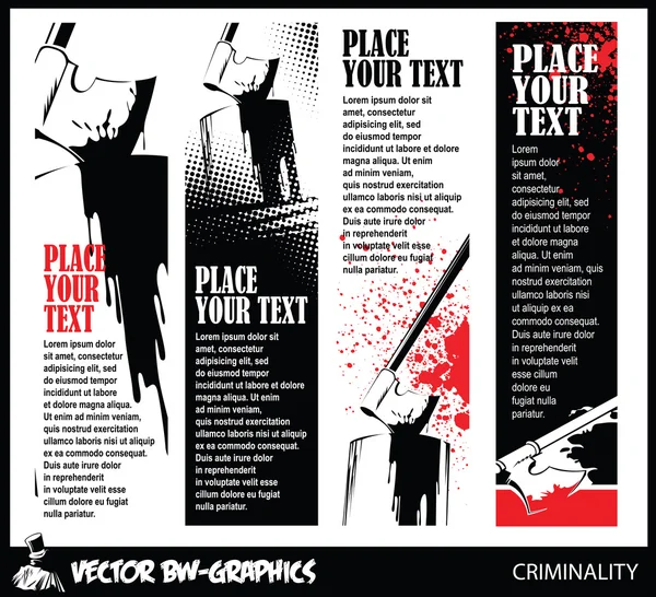 Black and white Vector banner. Axe of the executioner in the blo — Stock Vector