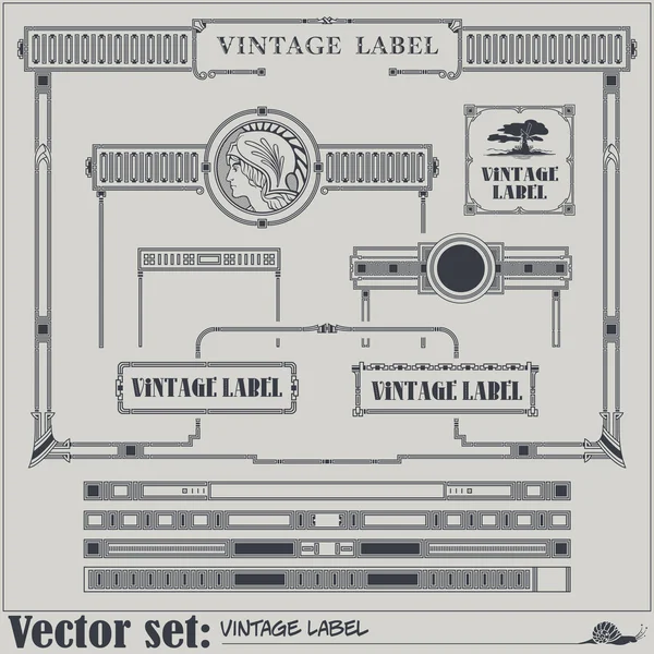 Vector vintage style labels and tags on different versions for decoration and design — Stock Vector