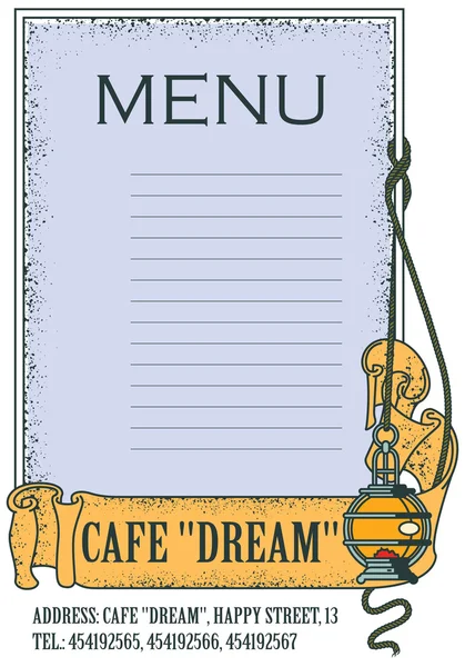 Stock illustration. Template cafe or restaurant menu. Lantern on — Stock Vector