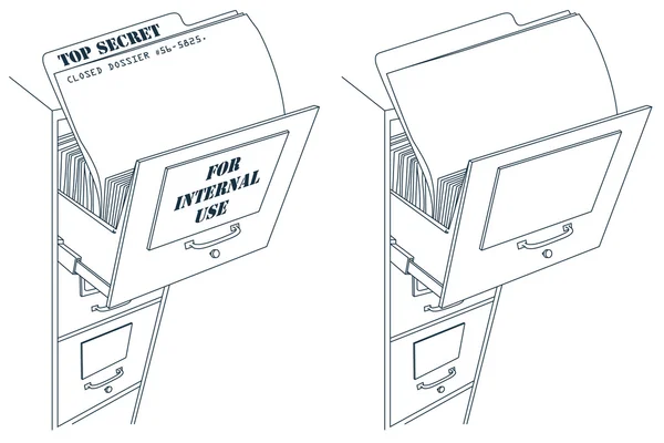 Ilustração de estoque. Gabinete de arquivos com dossiê saliente —  Vetores de Stock