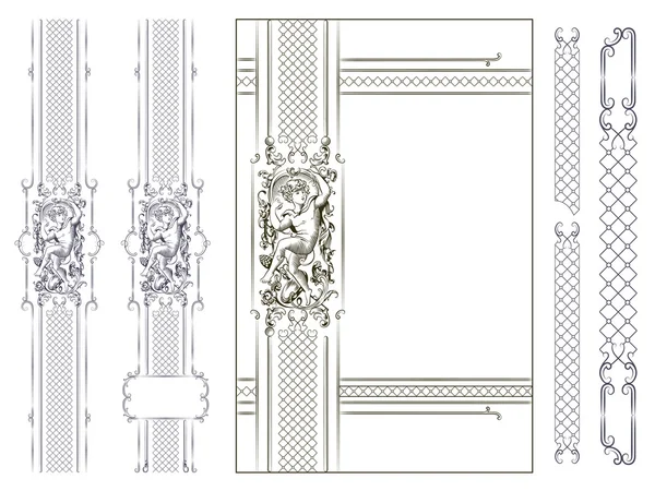 Luxury vector frame with border in rococo style — Stock Vector