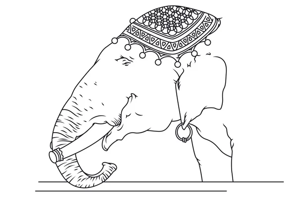 Иллюстрация запасов. Цирковой слон с проколотыми ушами . — стоковый вектор