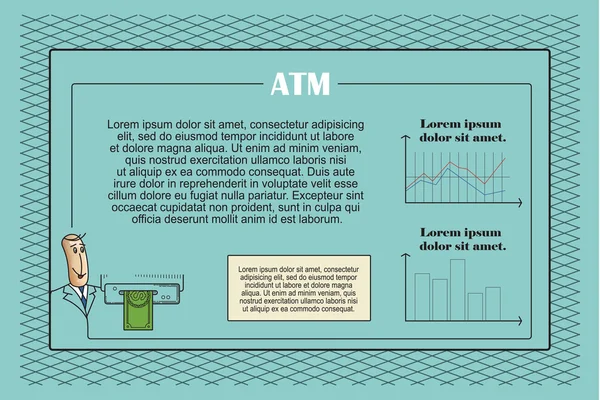 Mall för presentation i stil av platta rader. ATM — Stock vektor