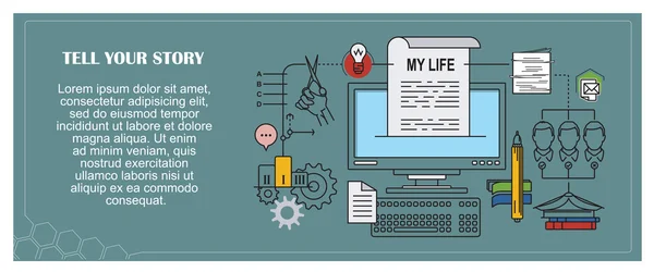 Ilustración de stock. Infografía plana. Cuenta tu historia — Archivo Imágenes Vectoriales