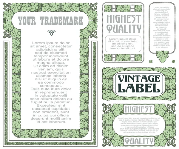 Vektor-Vintage-Stil-Etiketten mit Trauben für Dekoration und Dekoration — Stockvektor