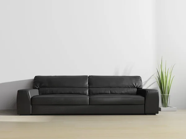 Schwarzes Sofa im modernen Interieur — Stockfoto