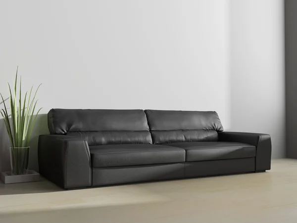 Schwarzes Sofa im modernen Interieur — Stockfoto