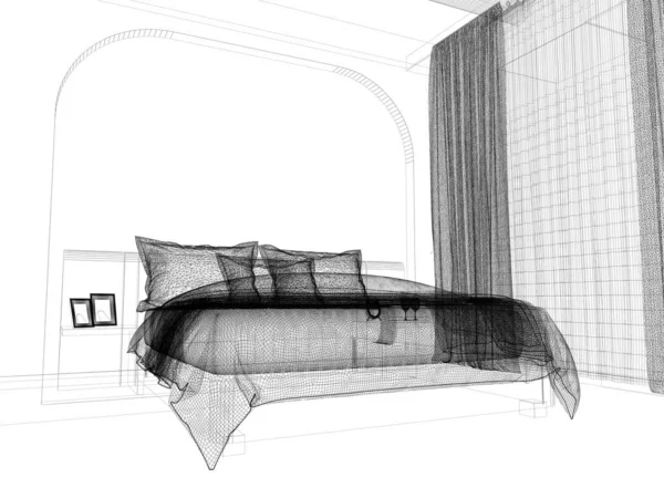 Спальня Современном Интерьере Ярких Тонах Рендеринг — стоковое фото