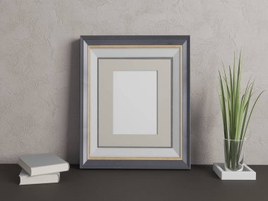 Çerçeve ve dekorasyonları bej duvarlı, 3D biçimlendirmeli