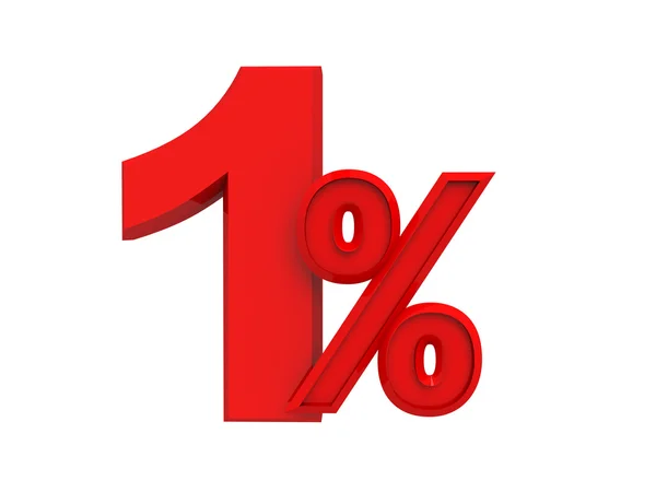 Rotes Zeichen 1 Prozent — Stockfoto