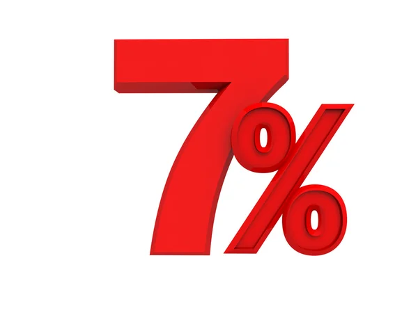 Červený znak 7 procent — Stock fotografie