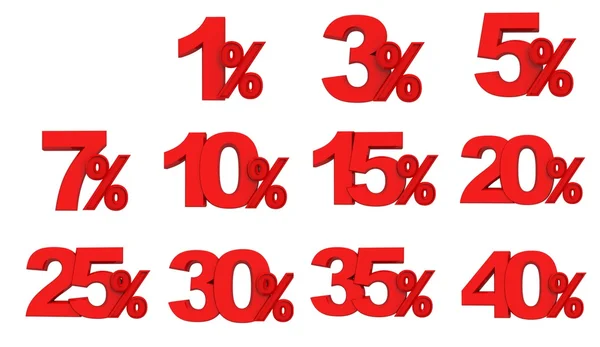 Ställa in rött undertecknar procent — Stockfoto