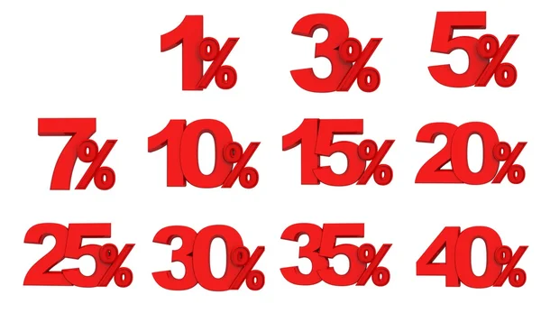 Zestaw czerwony znak procent — Zdjęcie stockowe