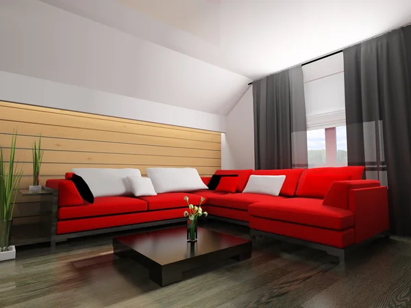 Red sofa in modern interior — Stock Photo, Image