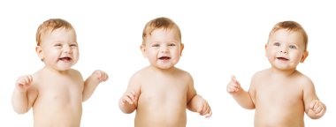 Beyaz, çıplak vücut yürümeye başlayan çocuk üzerinde mutlu bir çocukluk izole bebek