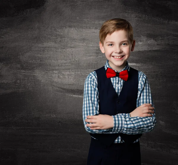 School Boy Child, Fashion Student Kid, Blackboard — Stock Photo, Image